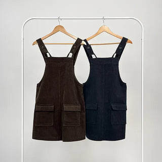 Kiji Corduroy Pocket Suspender Dress