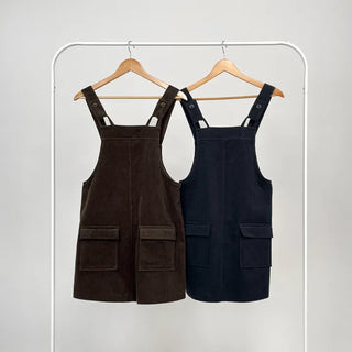 Kiji Corduroy Pocket Suspender Dress