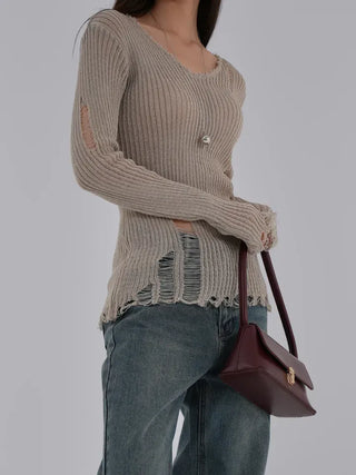 Yanu V-neck Damaged Knit