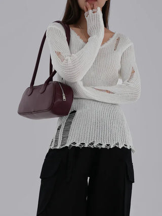Yanu V-neck Damaged Knit