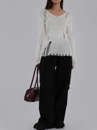Yanu V-neck Damaged Knit