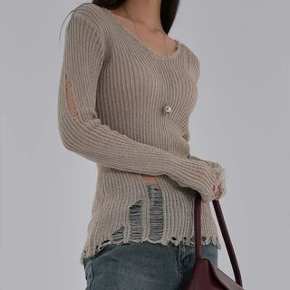 Yanu V-neck Damaged Knit