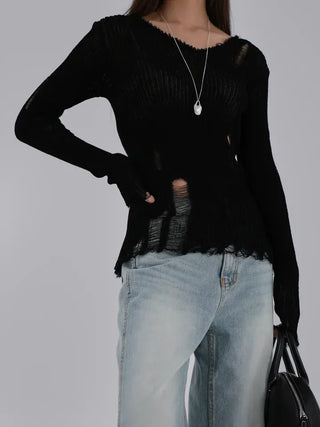 Yanu V-neck Damaged Knit