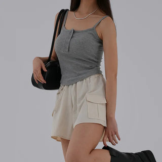 Naring Ribbed Button Sleeveless