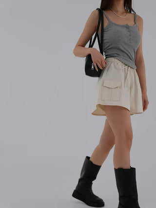 Naring Ribbed Button Sleeveless