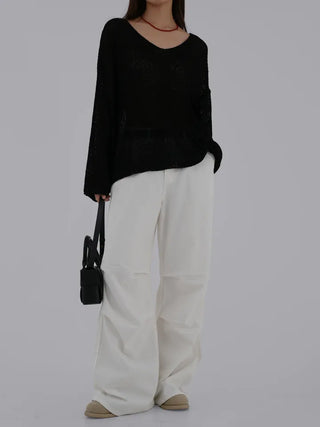Maing pintuck parachute pants