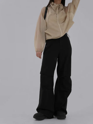 Maing pintuck parachute pants