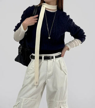 Fore Round Neck Cable Knit