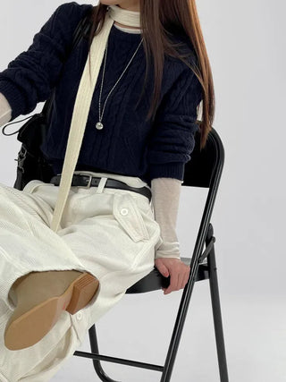 Fore Round Neck Cable Knit
