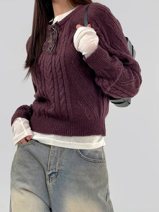 Fore Round Neck Cable Knit