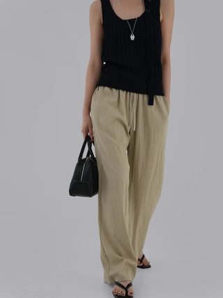 Soring Crinkly Elastic Waist Pants