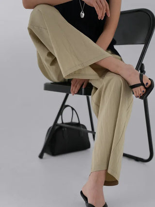 Soring Crinkly Elastic Waist Pants