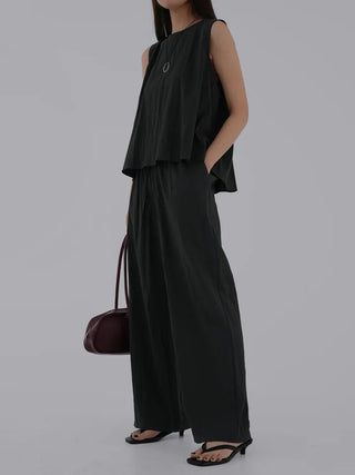 Soring Crinkly Elastic Waist Pants