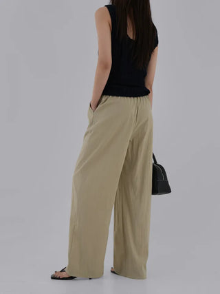 Soring Crinkly Elastic Waist Pants