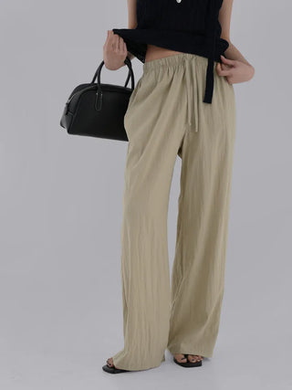Soring Crinkly Elastic Waist Pants