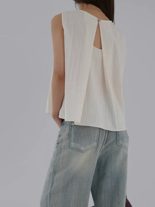 Soring Rustling Backless Sleeveless Top