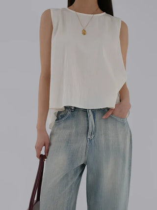 Soring Rustling Backless Sleeveless Top