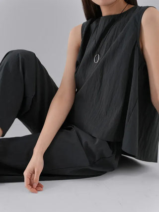 Soring Rustling Backless Sleeveless Top