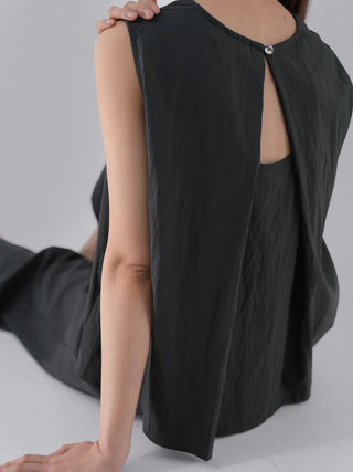 Soring Rustling Backless Sleeveless Top
