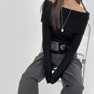 Ginger Off-Shoulder Ribbed Knit