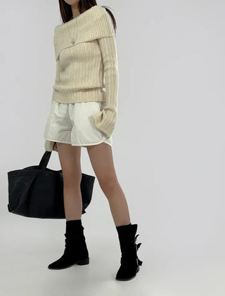Ginger Off-Shoulder Ribbed Knit