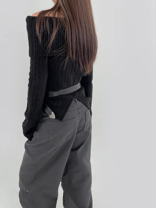 Ginger Off-Shoulder Ribbed Knit