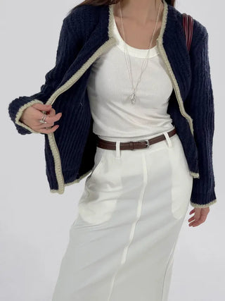 Jessie Color Block Two-Pocket Knit Zip-Up