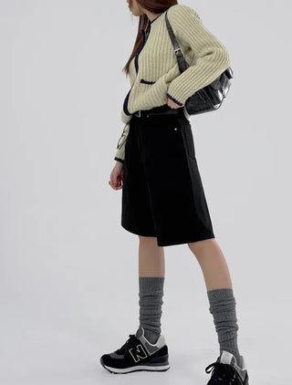 Jessie Color Block Two-Pocket Knit Zip-Up