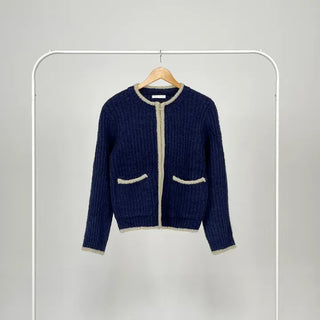 Jessie Color Block Two-Pocket Knit Zip-Up