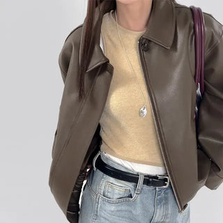 Lenny Single Collar Leather Jacket
