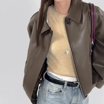 Lenny Single Collar Leather Jacket