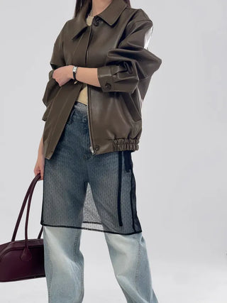 Lenny Single Collar Leather Jacket