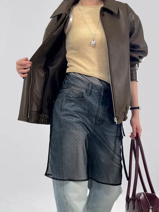 Lenny Single Collar Leather Jacket