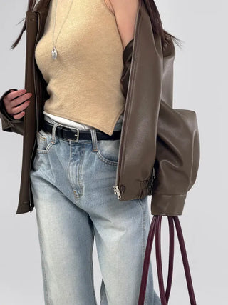 Lenny Single Collar Leather Jacket