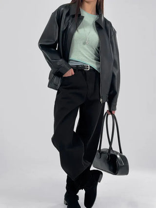Lenny Single Collar Leather Jacket