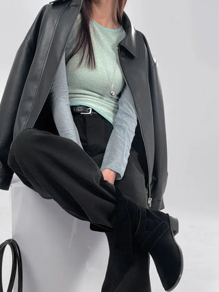 Lenny Single Collar Leather Jacket
