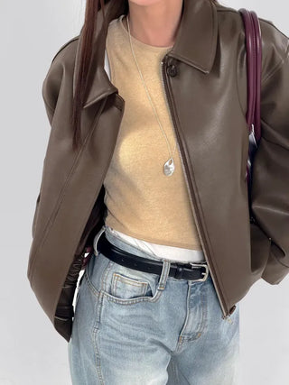Lenny Single Collar Leather Jacket