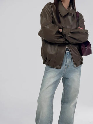 Lenny Single Collar Leather Jacket