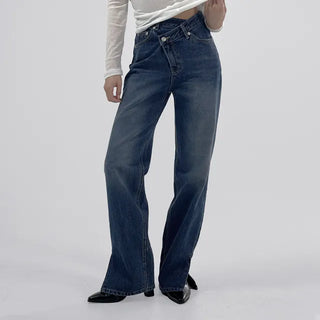Sami Asymmetrical Slit Denim Pants