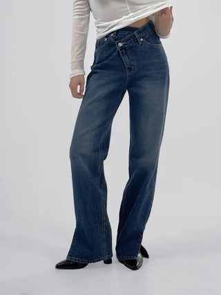 Sami Asymmetrical Slit Denim Pants