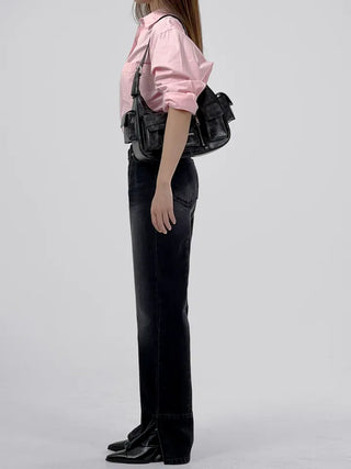 Sami Asymmetrical Slit Denim Pants