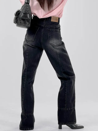 Sami Asymmetrical Slit Denim Pants