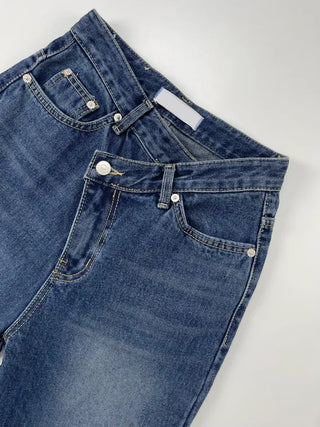 Sami Asymmetrical Slit Denim Pants