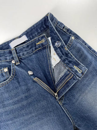 Sami Asymmetrical Slit Denim Pants