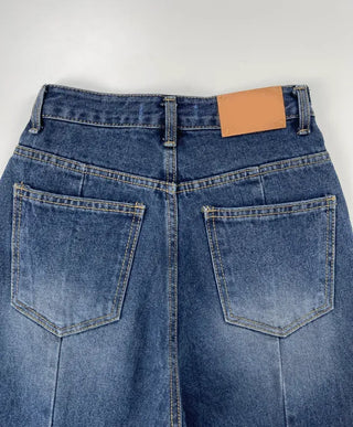 Sami Asymmetrical Slit Denim Pants