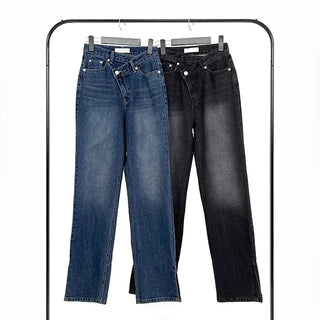 Sami Asymmetrical Slit Denim Pants