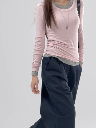 Pheno Rayon Round Neck Long Sleeve Tee