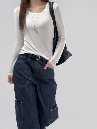 Pheno Rayon Round Neck Long Sleeve Tee