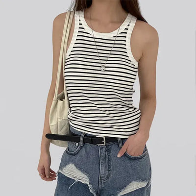Maje Striped Sleeveless Cap