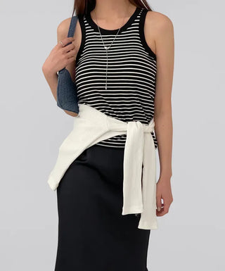 Maje Striped Sleeveless Cap